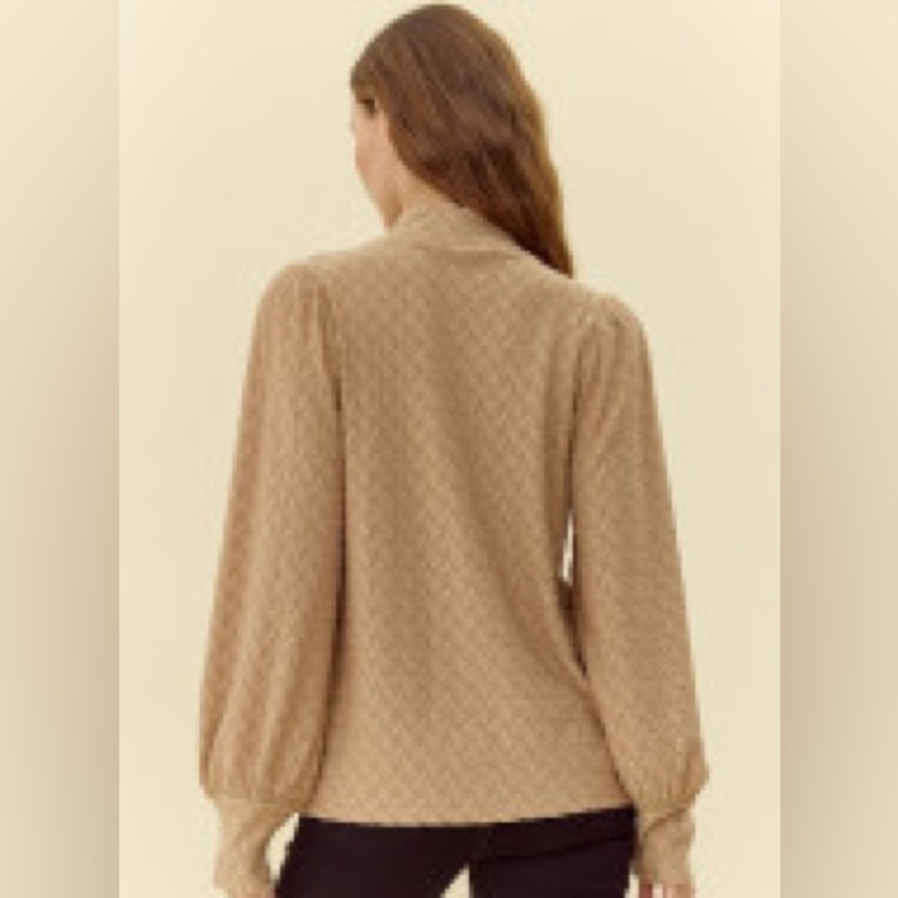 JODIFL Tan Textured High-Neck Long Sleeve Top - Picture 3 of 4